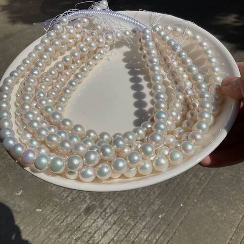 新款10-11mm天然淡水极光爱迪生圆巴洛克项链手链DIY饰品配件