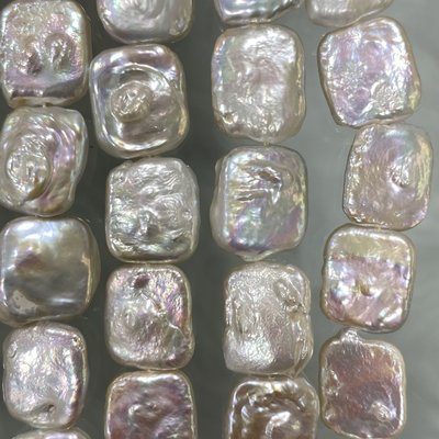 天然编绳实色淡水珍珠长方形巴洛克14x16mm强光异形珠DIY项链隔片
