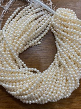 厂家个性链女销售天然淡水珍珠5土豆圆珠微瑕diy饰品配件项链