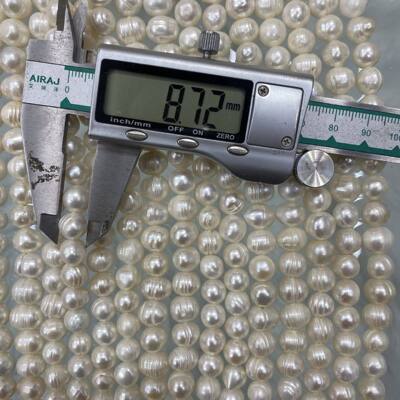 8~9mm 螺纹珠 无花皮 土豆圆 冲头 天然淡水珍珠 diy项链 手链