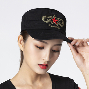 春夏新款水兵舞帽黑色军迷帽纯棉迷彩平顶帽刺绣棒球帽休闲遮阳帽