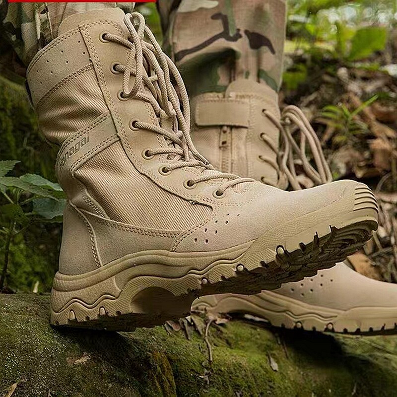 悍戈春秋季户外超轻徒步高帮沙漠靴作战靴军迷靴男女战术靴工装靴