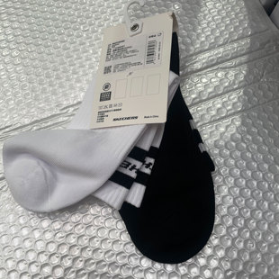 skechers斯凯奇中性男女同款 L125M087 吸湿透气休闲运动袜子两双装