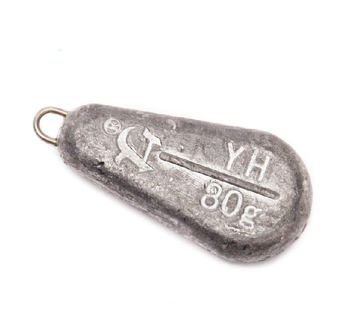 水滴铅坠 20g-100g扁型带环铅坠鱼坠子海钓配重铅坠渔具配件
