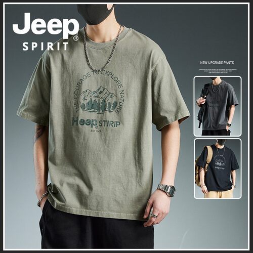 JEEPSPIRIT吉普纯棉短袖T恤男装