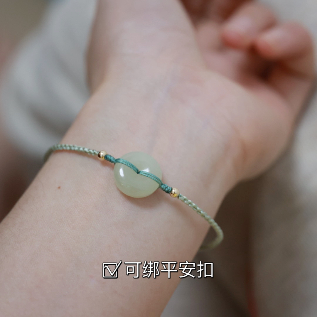 国风绿手绳可绑平安扣