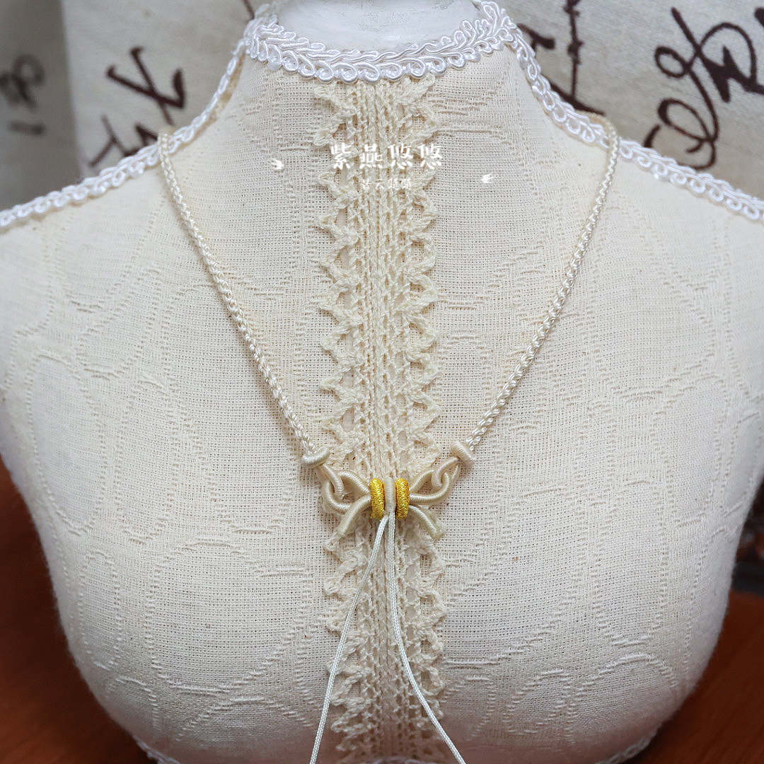 手工编织项链绳蝴蝶结吊坠挂绳diy可绑平安扣吊坠细锁骨链绳儿童