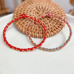手工编织手绳红绳粉色手链3mm粗可穿大孔珠子精编绳子闺蜜礼物