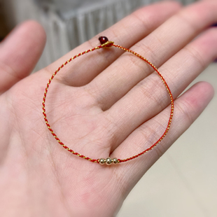 0.5mm超细马年红绳不褪色diy手链14k纯金转运珠手工编织脚链绳
