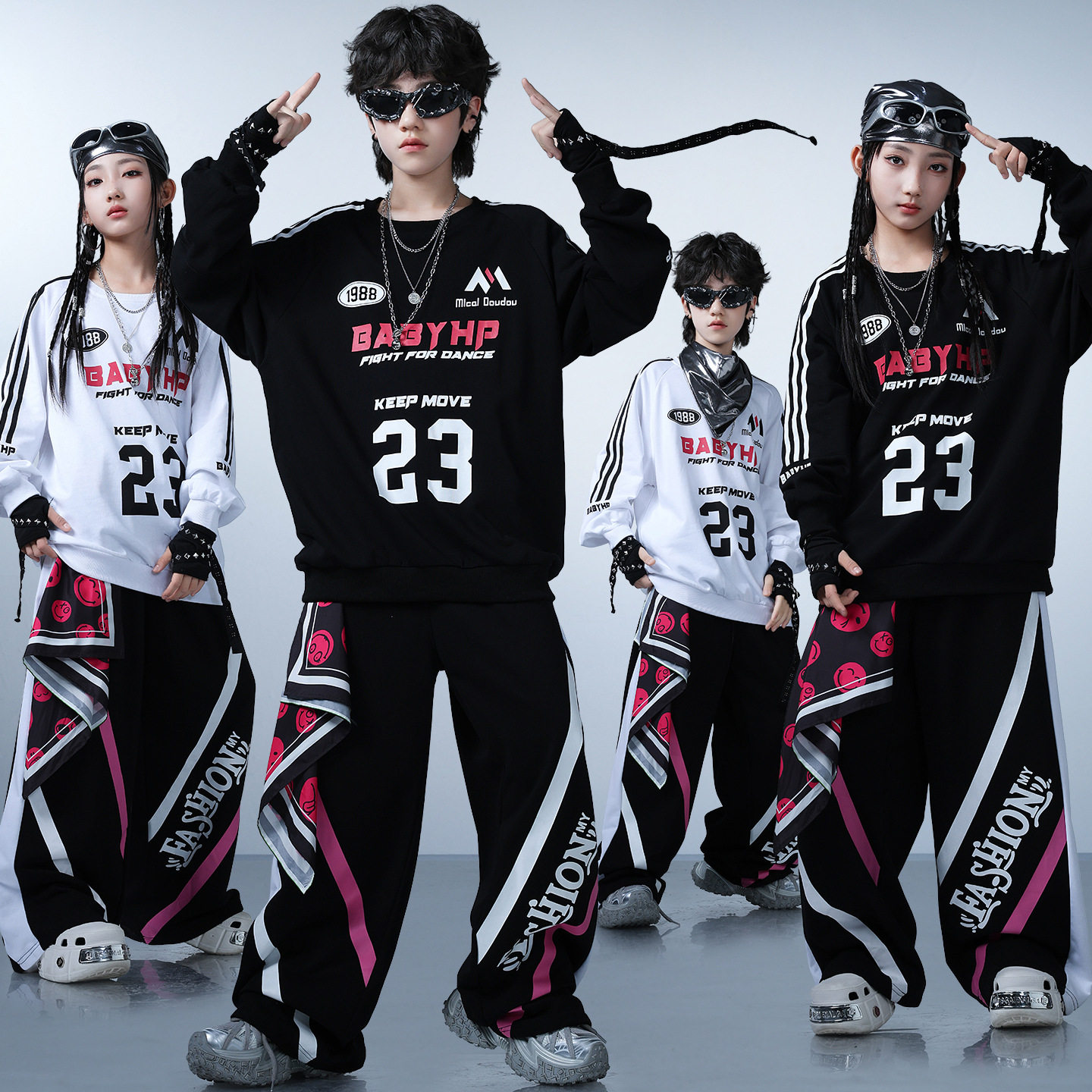 儿童街舞套装秋季少儿时尚架子鼓表演服男女孩嘻哈hiphop街舞潮服