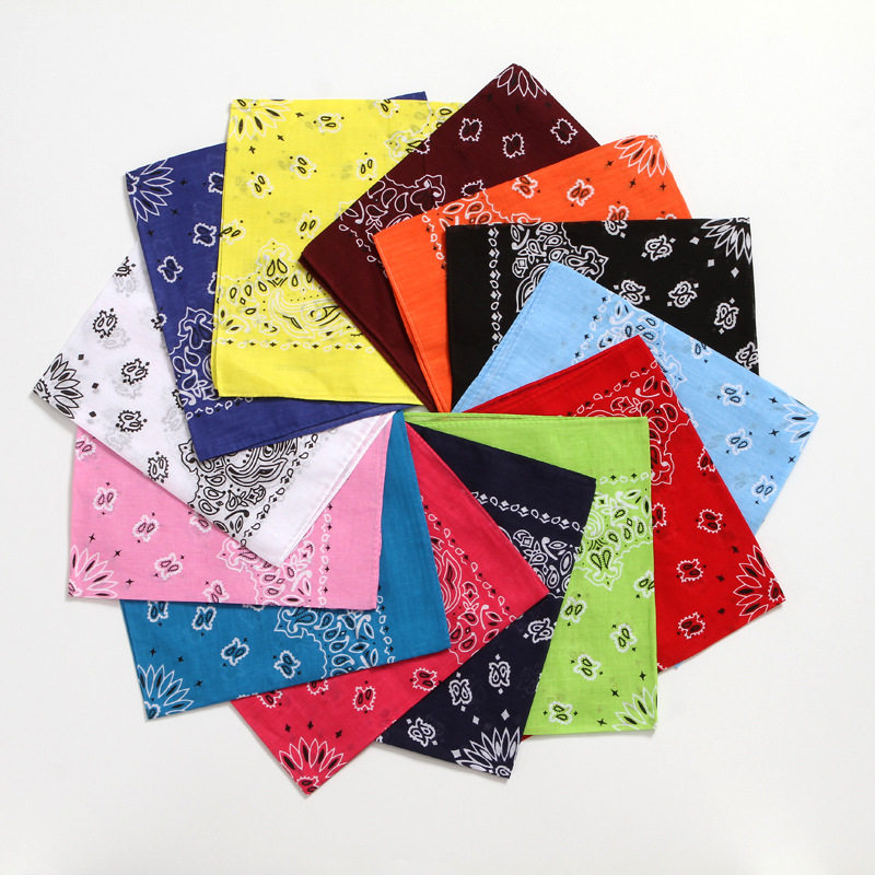 儿童街舞发带头巾小学生运动会配饰纯棉大方巾腰果花围巾男女方巾