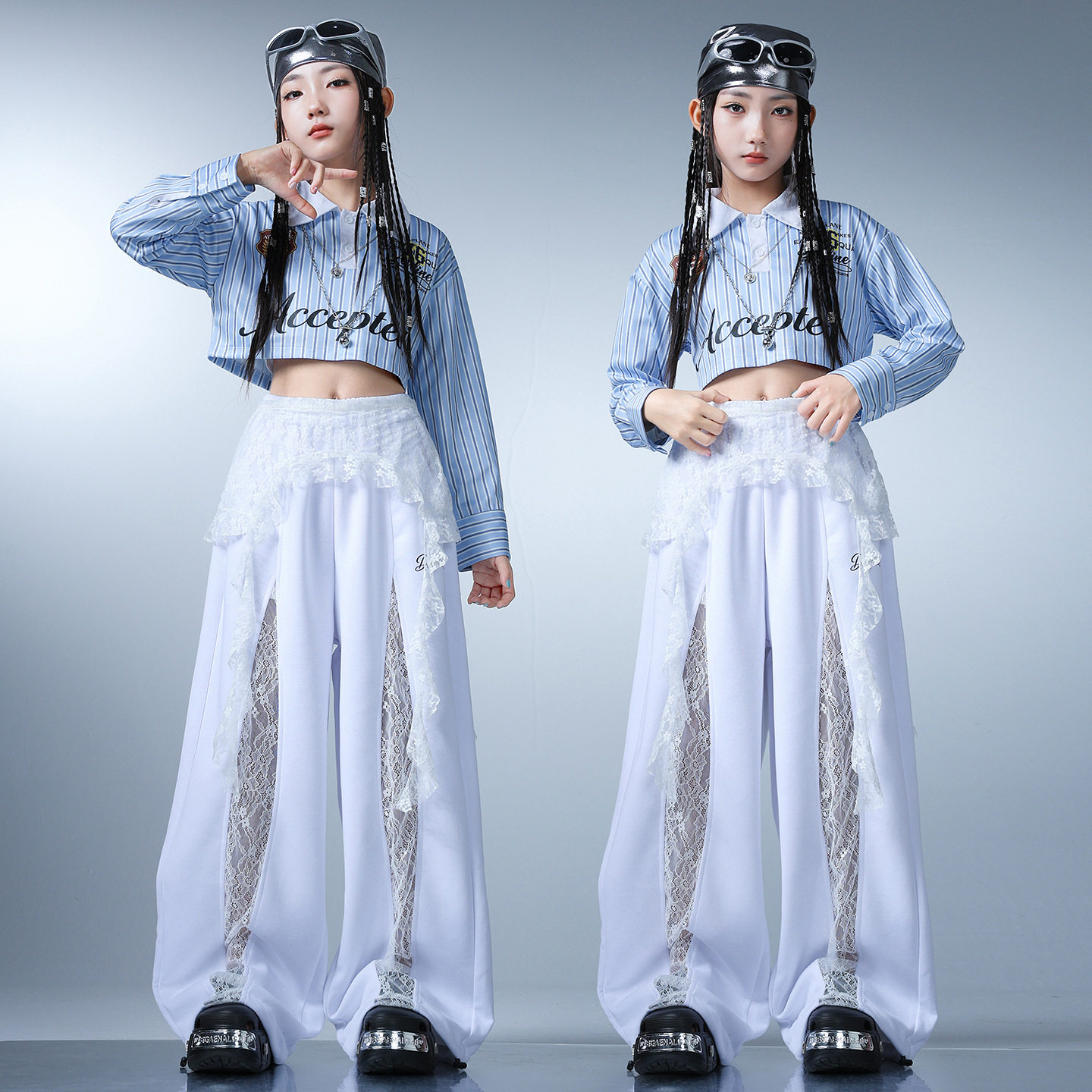 儿童爵士舞演出服女生时髦走秀潮服少儿炸街jazz女孩个性嘻哈套装