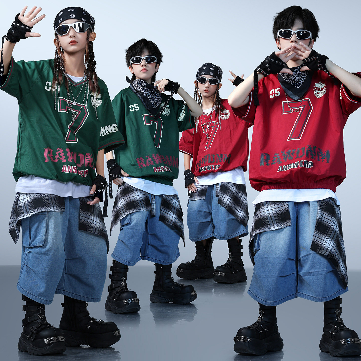 六一儿童街舞演出服女生架子鼓表演服夏季男孩嘻哈潮流hiphop套装