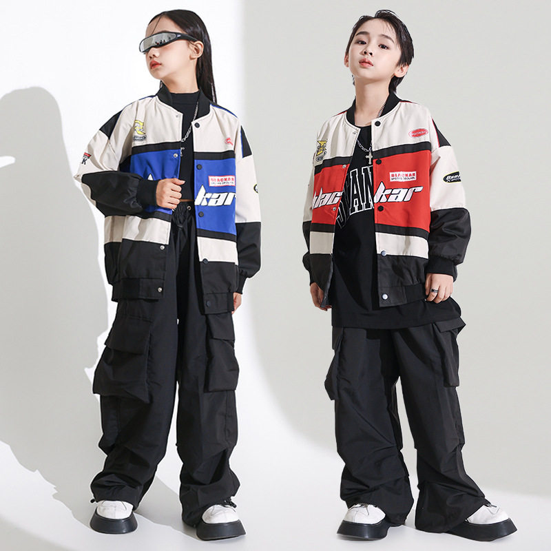 儿童街舞夹克外套HIPHOP演出服popping春秋风衣工装裤子表演套装