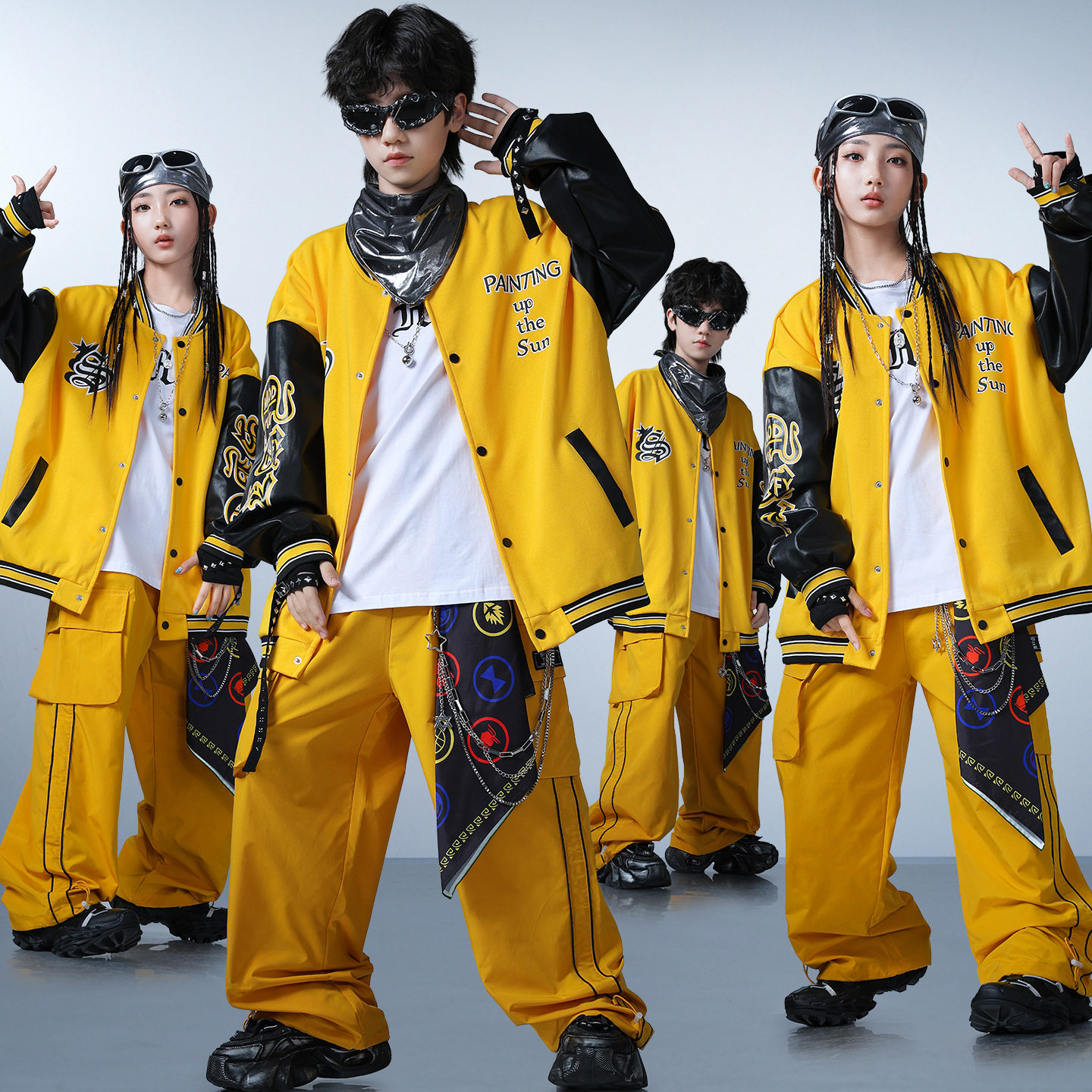 儿童美式街舞套装少儿架子鼓表演服男女孩酷帅嘻哈hiphop演出潮服