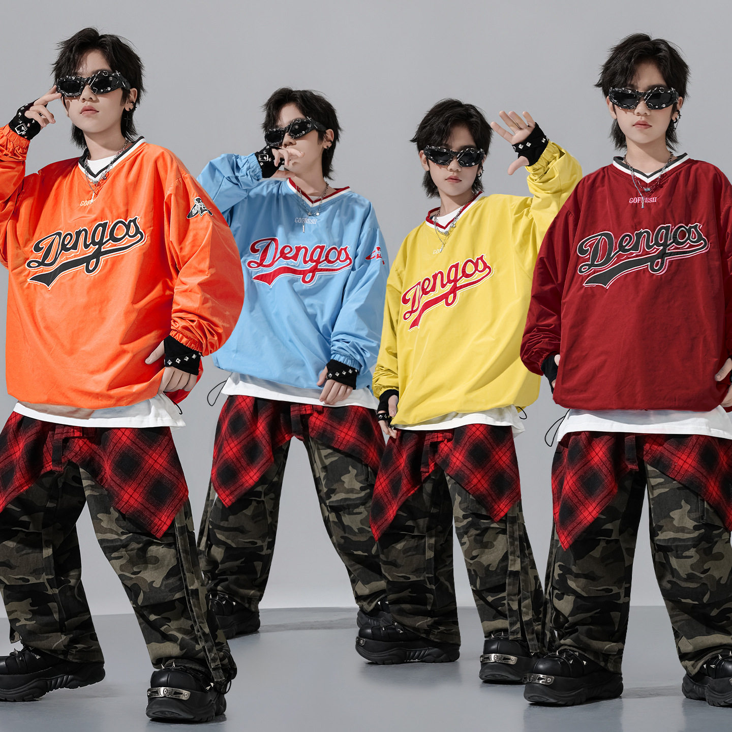 儿童街舞演出服少儿嘻哈长袖舞蹈练功服男童走秀女童小学生班服装