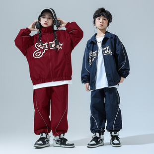 儿童街舞男女童hiphop嘻哈风演出服小学生潮酷运动会bboy班服印字