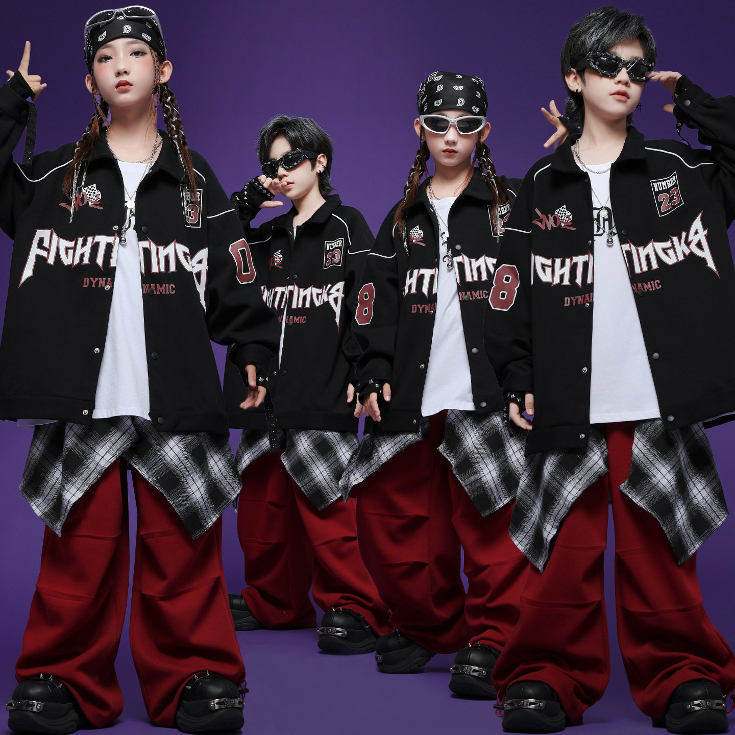 男童美式嘻哈hiphop演出服小学生架子鼓表演服儿童春秋装夹克外套