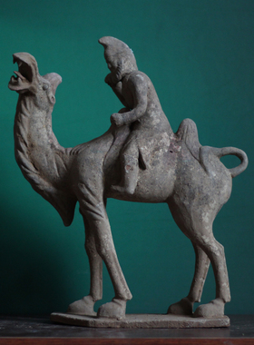 仿古陶骆驼载物驼丝绸之路骆驼陶器摆件驼上人西域胡人骑驼俑摆设