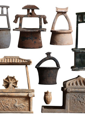 仿古陶器古代陶井打水摆件