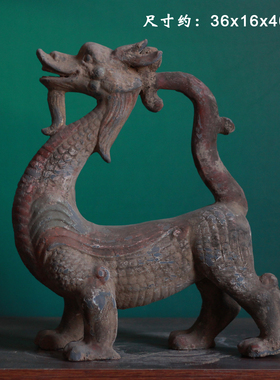 仿古四神兽青龙白虎动物陶器摆件