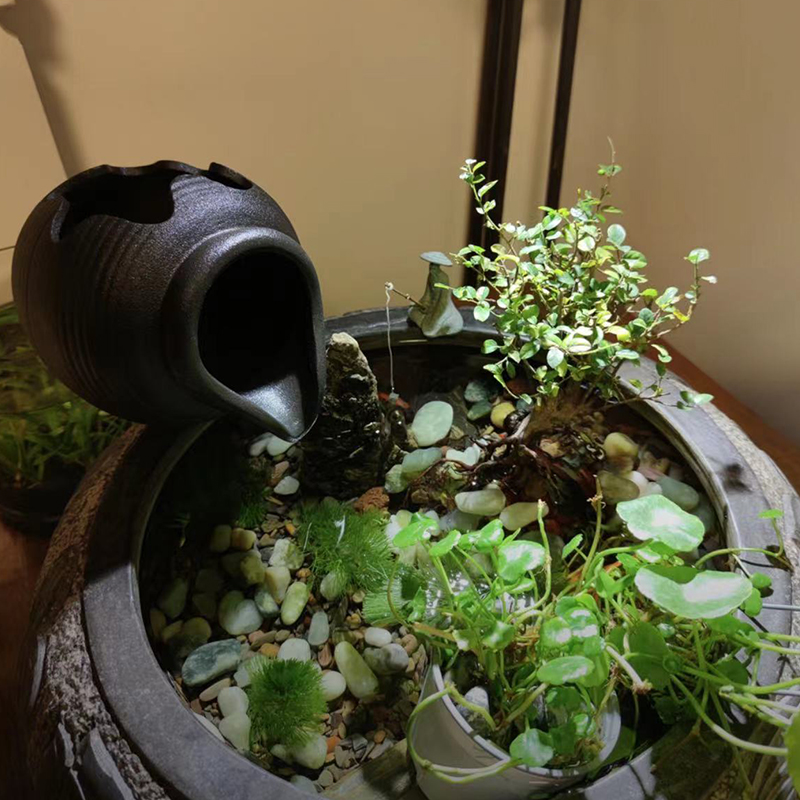 循环流水器喷泉鱼缸装饰过滤陶罐增氧养鱼缸盆潜水族太阳能泵庭院