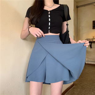 大码 胖mm设计感气质中裙遮胯显瘦a字裙 不规则半身裙女夏2022新款