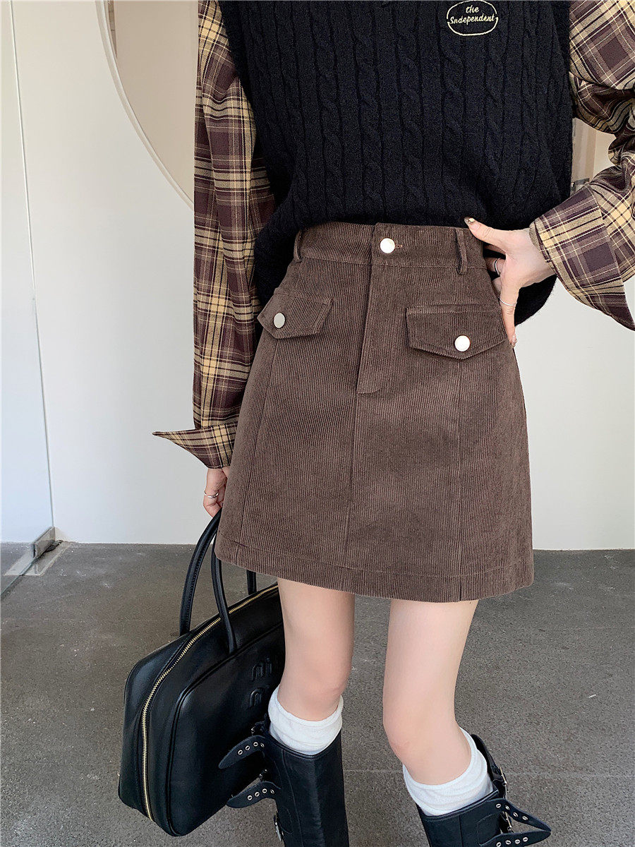 大码灯芯绒a字半身裙女秋冬高腰纯色百搭包臀裙复古条绒学生短裙,女装/女士精品,半身裙,淘宝优惠券,粉丝福利购,淘宝优惠卷