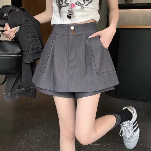 设计感遮肚显瘦百搭西装裤裙女