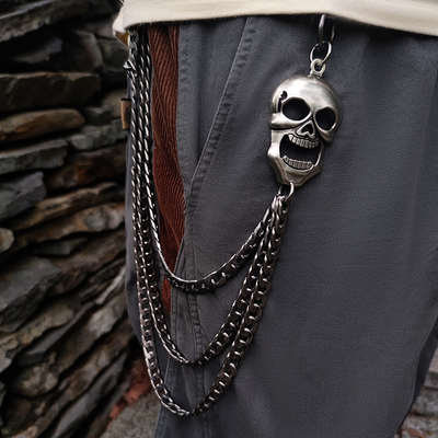 夸张骷髅头裤链个性嘻哈朋克潮男腰链多层牛仔裤子链子亚文化配饰