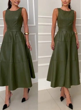 Sleeve Casual Dress Leather Dresses Loose Party Zip Dresses