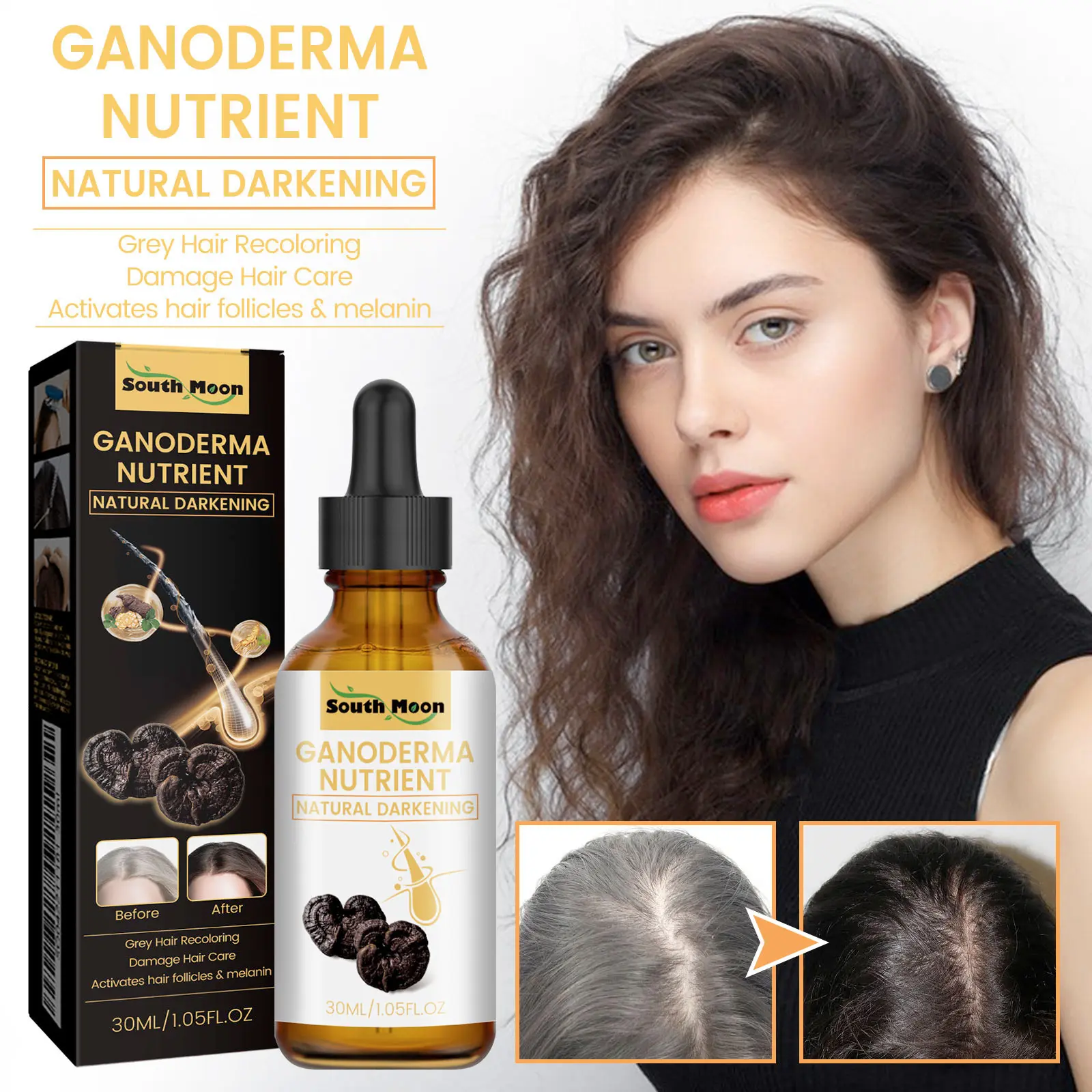 South Moon Black Ganoderma Lucidum Hair Moisturising Hair No