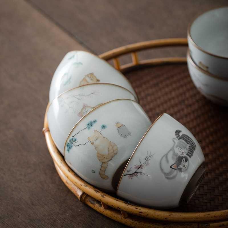 big capacity ceramic teacup cute cat porcelain tea cup 餐饮具 碗 原图主图