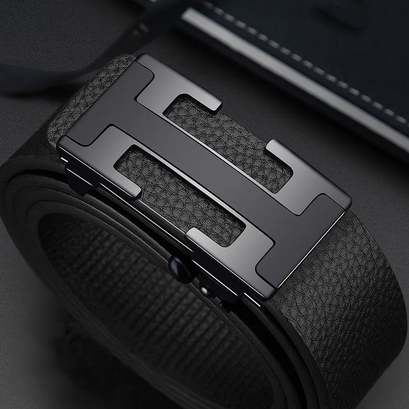 无牙无孔皮带自动扣男士真皮时尚腰带内穿夜店发型师年轻人潮裤带