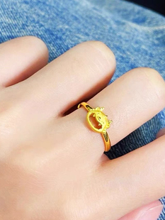 周大福代购 龙年生肖新款合不“龙”嘴足金黄金戒指 计价 EOF1089