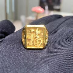 周大福代购  男士福字足金黄金实心活口戒指 克减80 计价 F220016