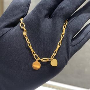 周大福代购 ING系列 Lucky爱心回形针足金黄金手链 克减80F226630
