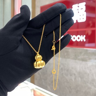 周大福代购 传承系列福字南瓜葫芦黄金项链 正品克减计价 F235492