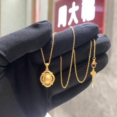 周大福复古魔镜足金黄金项链