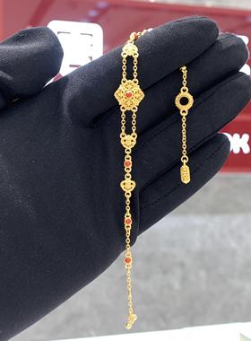 周大福锦绣团花足金黄金手链