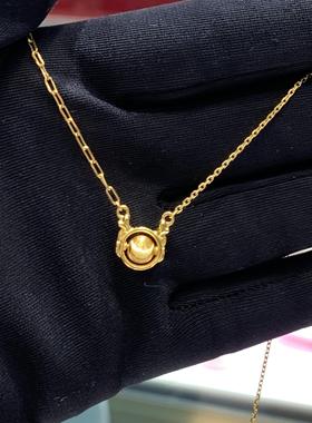 周大福代购 几何猫眼龙珠转运珠足金黄金项链 克减80 计价F233334