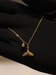 周大福代购 足金美人鱼尾项链带小金珠黄金套链正品克减80F224238