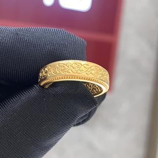 周大福代购 经典传承一路生花足金黄金戒指女 克减80 计价F233345