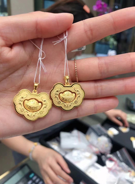 周大福代购 可旋转长命富贵黄金宝宝锁元宝童锁福锁  计价F221712