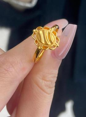 周大福花边魔镜足金黄金戒指