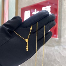 周大福代购 ING系列四叶草龙骨麦穗足金黄金项链女 定价7折R36365