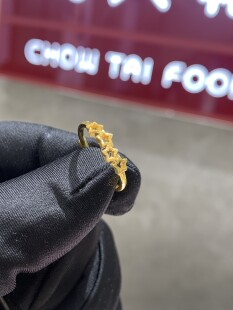 周大福代购 足金 古法五角星黄金戒指 克减80 正品 计价F191699