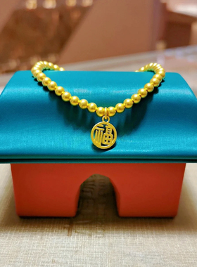 周大福福牌串珠足金黄金手链