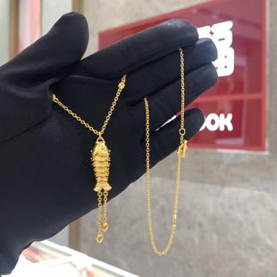 周大福代购 传承系列五帝铜钱招财锦鲤足金黄金项链定价7折R37113