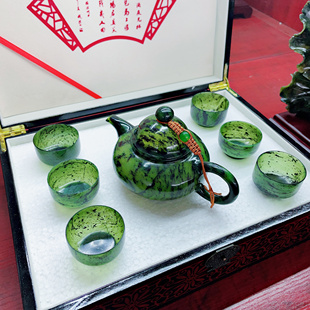 甘肃夜光杯酒泉祁连玉藏玉药王石蛇纹玉武山鸳鸯墨玉套装茶具酒具